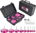 9 Pcs PVC Pipe Reamer Kit, PVC Fitting Saver Socket Saver Plumbing Tool with 1/2", 3/4", 1", 1-1/4", 1-1/2", 2", 2.5", 3" and 4" Head, Pipe Fitting Reamer for SCH40 CPVC ABS, Fits Standard 1/2" Drill