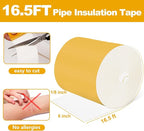 Pipe Insulation Tape, Pipe Wrap Insulation Foam Tape Self Adhesive, Outdoor Water Pipe Insulation Roll for HVAC, AC Line Insulation, 6 inch x 16.5 FT Heat Tape for Water Pipe, White