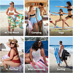 Dock & Bay Beach Towel - Quick Dry, Sand Free - Compact, Lightweight - 100% Recycled - Includes Bag - Tropicana Treat - Large (160x90cm, 63x35)
