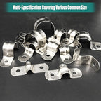142 Pcs Pipe Strap Clamp Assortment Kit, 304 Stainless Steel 2 Holes Rigid Pipe Strap U Braket Tube Pipe Strap Clamp