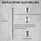 Direko SDS Plus Rotary Hammer Drill Bits 5-Piece Carbide-Tipped for Masonry，Concrete,Brick Granite etc (HD-A5/8 x12-5)