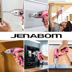Cordless Screwdriver Rechargeable, Electric Screwdriver Cordless 24pcs, USB Small Power Screwdriver Set with LED light for Women, Pink