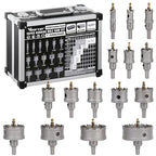 15PCS Carbide Hole Saw Kit, 5/8'' to 3'' Metal Hole Cutter with Pilot Drill, Holesaw for Hard Metal, Stainless Steel, Iron, Mild Steel, Aluminium, Alloy, Plastic, Fiberglass