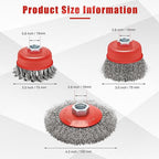 8Pack Wire Wheel Cup Brush Set, Windspeed 3 Inch 4 Inch Cup Brush Knotted for Angle Grinder Wire Wheel for 4 1/2 Angle Grinder for Clean Deep Sanding Heavy Rust, Paint