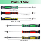 Screwdriver SET OF 6 - Magnetic Flathead and Phillips With NON-SKID Handle in Different SIZES / COLORS - Professional Repair Tool Kit For Electronics/ iPhone/ PC/ Jewelry/ Watch/ Eyeglass