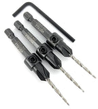 FTG USA Adjustable Wood Countersink Drill Bit Set 3 Pc #4 (7/64"") with Tapered Drill Bits for Woodworking