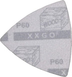 XXGO 3-1/8" 80mm 60 Pcs 60 Grits Triangular Hook & Loop Abrasive Multi Tool Sandpaper for Wood Sanding Fit 3-1/8 Inch Oscillating Multi Tool Sanding Pads XG802060