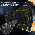 JUMPHIGH Safety Work Gloves 2 Pairs, Men's Utility Mechanic Working Gloves for Gardening Construction, Touchscreen Compatible, Flexible Breathable Fit, Knuckles & Palm (M)