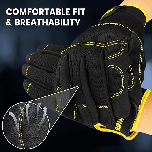 JUMPHIGH Work Gloves Women 2 Pairs, UltraLight Gardening Gloves, MultiFunctional Utility Gloves for Yard, Houseworking, Warehouse, Touchscreen, Flex Grip, Machine Washable (S)