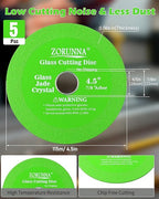 Glass Cutting Disc for 4-1/2" Angle Grinder, 5 Pack Glass Ceramic Diamond Cutting Blade Disc 7/8" (Model 115/125) for Grinding Jade, Crystal, Wine Bottles, Tile.
