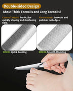 Curved Nail File, Toenail File for Thick Toenails, 4.9inch Double Sided Metal Nail File, Stainless Steels Toe Nail Files for Thick Nails, Heavy Duty Fingernail File for Men and Woman