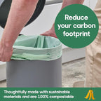 Home Compostable Trash Bags, 3 Gallon Small Kitchen Rubbish Bags (17” x 17.7”), Extra Strong & Quickly Breaks Down, 100 Count