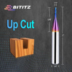 Upcut Spiral Router Bit 1/4 Inch Shank 1/16 Inch Cutting Diameter 1/4 inch Cutting Length with Extra Long Life Coating CNC Router Bits End Mill for Wood Cutting, Slot Mortise, Engraving