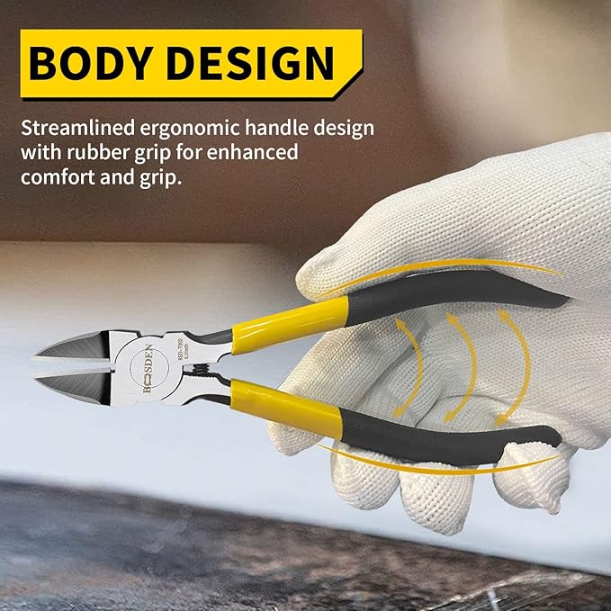 BOOSDEN Wire Cutter,6.5 inch Side Cutters,Spring Loaded Wire Cutters for Crafting,Flush Cutter,Ultra Sharp for Jewelry Making,Flush Cut Pliers,Dikes Wire Cutters,Floral Wire Cutter,Snips