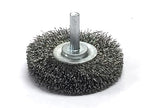 Benchmark Abrasives 2.5 Inch Grinder Mounted Crimped Wire Wheel for Drill with 1/4" Shank, Steel Brush for Rust Removal, Cleaning, Deburring on Cast Iron, Steel Rotary Tools (5 Pack) - Carbon Steel