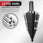 1/4 to 1-3/8 Inch Step Drill Bit, M2 High-Speed Steel Double Fluted Drill bits, Straight Grooved Step Drill Bit for Hole Drilling in Stainless Steel, Copper, Aluminum, Wood, Plastic