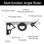 ChgImposs 12" Adjustable Sliding Combination Square Ruler & Protractor Level Measure Measuring Set, Inch/Metric