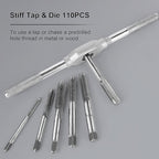 FAHKNS Metric Tap and Die Set 110 PCS M2-M18 Rethreading Kit for Making Screw Threads for Cutting External and Internal Thread Threading with Storage Case