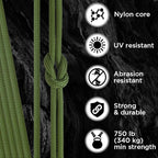 TECEUM 5/32" Paracord Rope 1000 – 1000ft / 200ft / 100ft / 50ft – Tactical Parachute Cord 4mm – 45+ Colors – Nylon String for Survival & Camping Gear – Stripe Cord for Survival – Utility Rope