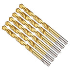 Drill Bit, 19/64" Cutting Diameter (7.541mm), 4241 HSS TiN Coated 118° Cutting Angle Versatile Jobber Bits - (Applications: for Drilling Plastic Wood Soft Thin Metal), 6-Pieces