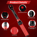 1/4-Inch Torque Wrench, Dual-direction Small Torque Wrench 20-220in.lb/2.3-24.9Nm, 72 tooth High Precision Professional with Dual Range Scales