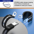 50 PCS 3/16 Inch Cable Clamps - 304 Stainless Steel, Insulated, Hose, Pipe, Sturdy, Wire Clamps