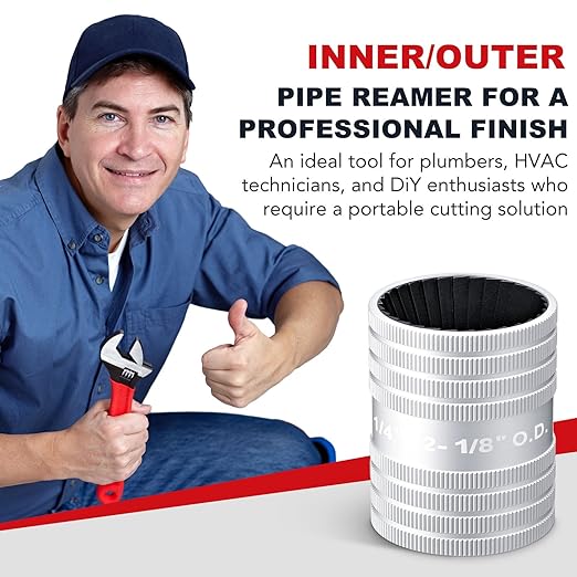 Zonon Stainless Steel Pipe Reamer,1/4" to 2 1/8" Inner/Outer Reamer,Tube Deburr Chamfer Tool,Tube Remove Burr Tool,Plumbingtools for Smoothing Reaming PVC Ppr Copper Brass Aluminum Pipes
