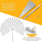 25 Blades Stainless Steel Long Feeler Gauge, Metric and Imperial Gap Measuring Tool Width and Thickness Feeler Gage Gauge for Spark Plug, Valve Adjustment Tool, 0.038-1.02mm