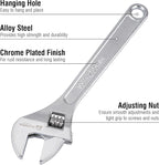 Olympia Tools 10" Adjustable Wrench, Heavy Duty Drop Forged Steel, Chrome Plated, Precision Machined Jaws, Rust Resistant
