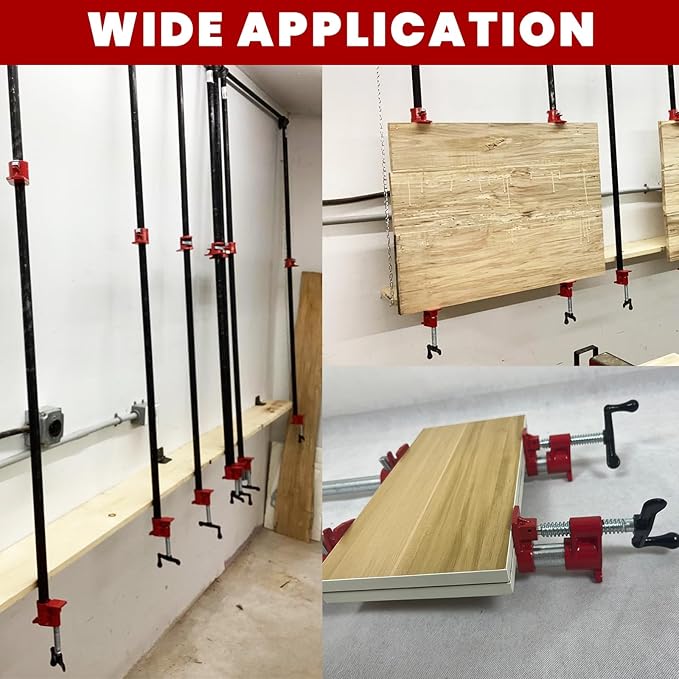 Pipe Clamps 3/4 inch Pipe Clamps for Woodworking 4 Pack Heavy Duty Wood Gluing Clamps with Quick Release, Ideal for Carpentry, Home Improvement, and DIY Projects (3/4 IN)