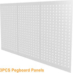 TORACK 3Pcs Metal Pegboard Panels(16x24 inch) for Wall Garage Utility Tools Storage Pegboard for Workbench, Modular Peg Board Tool Organizer Board Kit(Pack of 3, Grey)