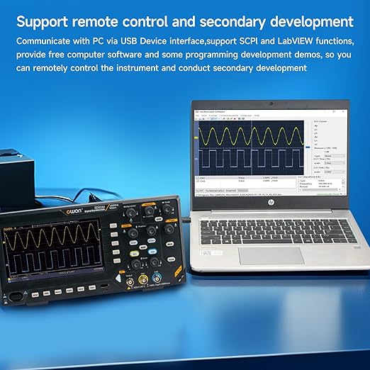 200MHz Digital Oscilloscope, OWON SDS220 Oscilloscope Dual Channel 1GSa/s Sample Rate Support FFT Spectrum Analysis Support 30 Automatic Waveform 7 inch LCD Display