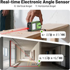 Huepar Laser Distance Measure 395Ft. Digital Rechargeable Laser Measuring Tool with Bluetooth -Phone APP, Angle Sensor, 1/16in Accuracy, M/in/Ft Unit, Pythagorean Mode, Measure Distance, Area, Volume