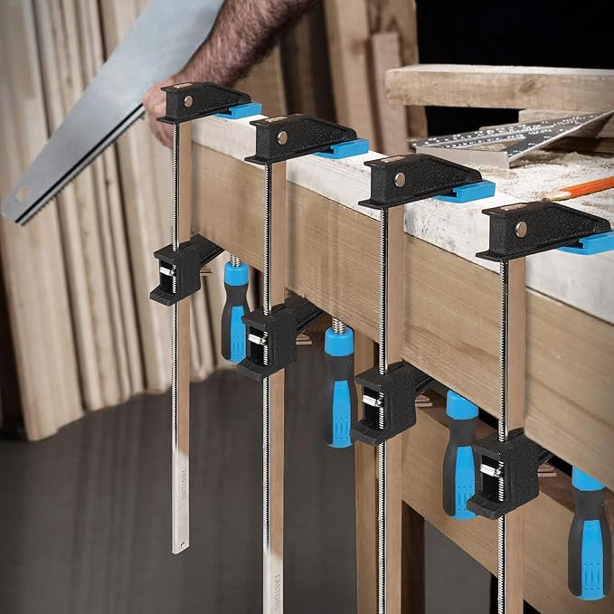 Bar Clamps for Woodworking 24 Inch,2-Pack Wood Clamps Adjustable and Release Quickly,Throat Depth 2.5 Inch, Serrated Steel Rail,Bar Clamps Force 600 Lbs