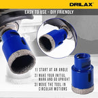 Drilax Pro Series 1-3/8 Inch Diamond Hole Saw for Angle Grinder – 5/8"-11 Thread – Dry Cutting Granite Drill Bit, Masonry Hole Saw & Quartz Countertop Drill Bit – Long Life 100+ Holes