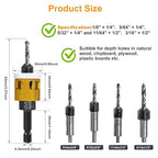 Countersink Drill Bit Set for Wood,17 PCS Counter Sink Drill Bit with 15PCS HSS Tapered Drill Bits and 1/4" Hex Shank Quick Change for Woodworking with Storage Box
