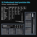 STREBITO Small Screwdriver Set - 39 in 1 Precision Screwdriver Kit, Electronics Tool Set - PC, Laptop, RC, Computer, Phone Repair, S2 Steel Long Bits - Torx, Pentalobe, Triwing