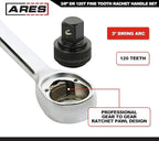 ARES 42069 – 3/8-Inch Drive 120 Tooth Ratchet – 3 Degree Swing Arc - Reversible Ratcheting Mechanism - Ergonomic Handle and Professional Gear Structure