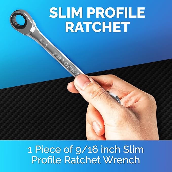 TOOLGUARDS 9/16" Wrench - Ratcheting Wrench - Slim Profile - Ratchet Wrench