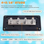 300A Heavy Duty Module Bus BAR 12V 24V 48V DC Power Distribution Block with 4 x 5/16" (M8) Studs, Gift 12pcs Cable Lugs and 20pcs Heat Shrink Tubing - Marine Bus Bar (Black-)