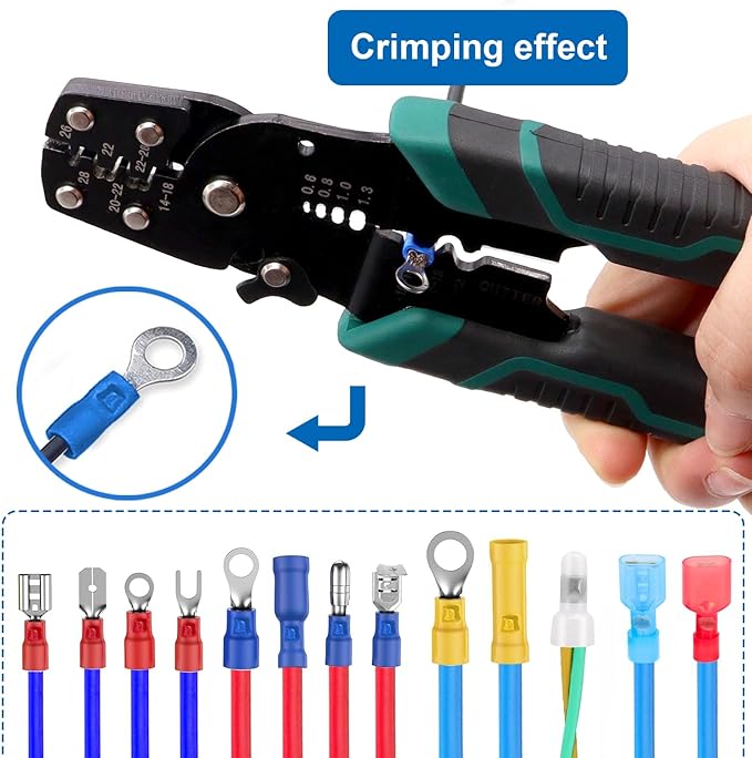 smseace 210PCS Wire Butt connectors with Wire stripper crimping tool22-10AWG Butt Splice Connectors Insulated Electrical Butt connectors Straight Wire Terminal Connectors