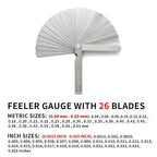 2 Pack Feeler Gauge with 32/26 Blades and 1 Pack Offset Feeler Gauge with 16 Blades - Stainless Steel Feeler Gauge Dual Marked Metric and Imperial Gap Measuring Tool for Automotive Repair