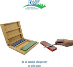 DMT W6EFC Deluxe Diamond Whetstone Knife Sharpening Kit with Wood Box, Set of 3 Sharpening Stones, 6" x 2"