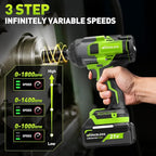 Brushless Cordless Impact Wrench 1500Nm (1100Ft-lbs) High Torque, 1/2 Inch Impact Gun with 2x20V 4Ah Batteries, 3-Speed, 4 Cr-V Sockets (17/19/21/22mm) for Car Tire, Mower Lug Nut