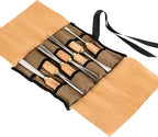 7-Pieces Woodworking Wood Carving Tools Chisel Set with Canvas Bag, Gouges and Carving Chisel Set, Razor Sharp CR-V 60 Steel Blades
