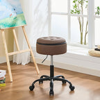 Drafting Chair with Storage, Adjustable Desk Stool with Wheels 20.67"-24.61", Coffee Brown Ergonomic Office Stool