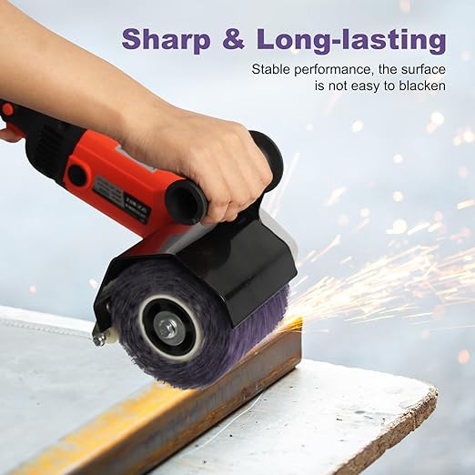 Rocaris 2PCS 36 Grit Abrasive Drawing Wheel Drum, 4.5"×4" Wire Drawing Polishing Burnishing Wheels, Buffing Wheels for Wood Metal Surface Polishing, Purple
