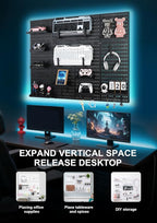 Pegboard Wall Organizer - Modular System for Gaming Setup, Office & Kitchen Storage Solutions Create A Perfectly Structured Space(Black,16″×12″)