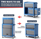 Tool Chest 8-Drawer | 42'' Large Rolling Tool Chest with Wheels | Detachable Top Metal Tool Box | Garage Storage Cabinet for Repair Room,Warehouse | Rolling Tool Box with Hooks,Liners,Tray Divider