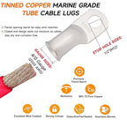 0000 Gauge Tinned Copper Cable Lugs 8 PCS 4/0 AWG-1/2(M12) Ring Terminal Heavy Duty Wire Lugs Battery Lugs, 8 PCS 4/0 Guage terminals Battery Cable Ends Connectors with 8 PCS 3:1 Heat Shrink Tube